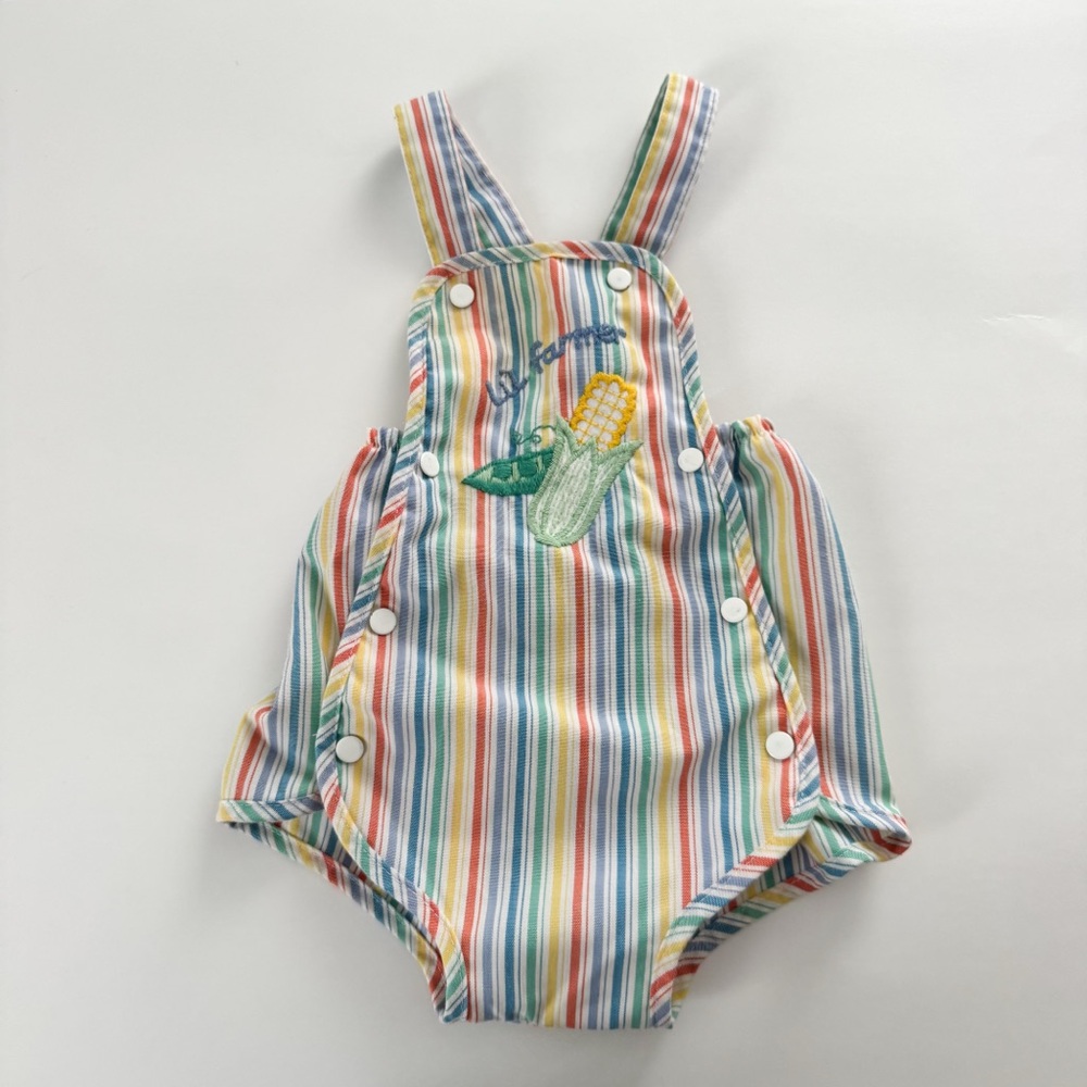 Vintage Carters lil farmer corn striped romper 24m